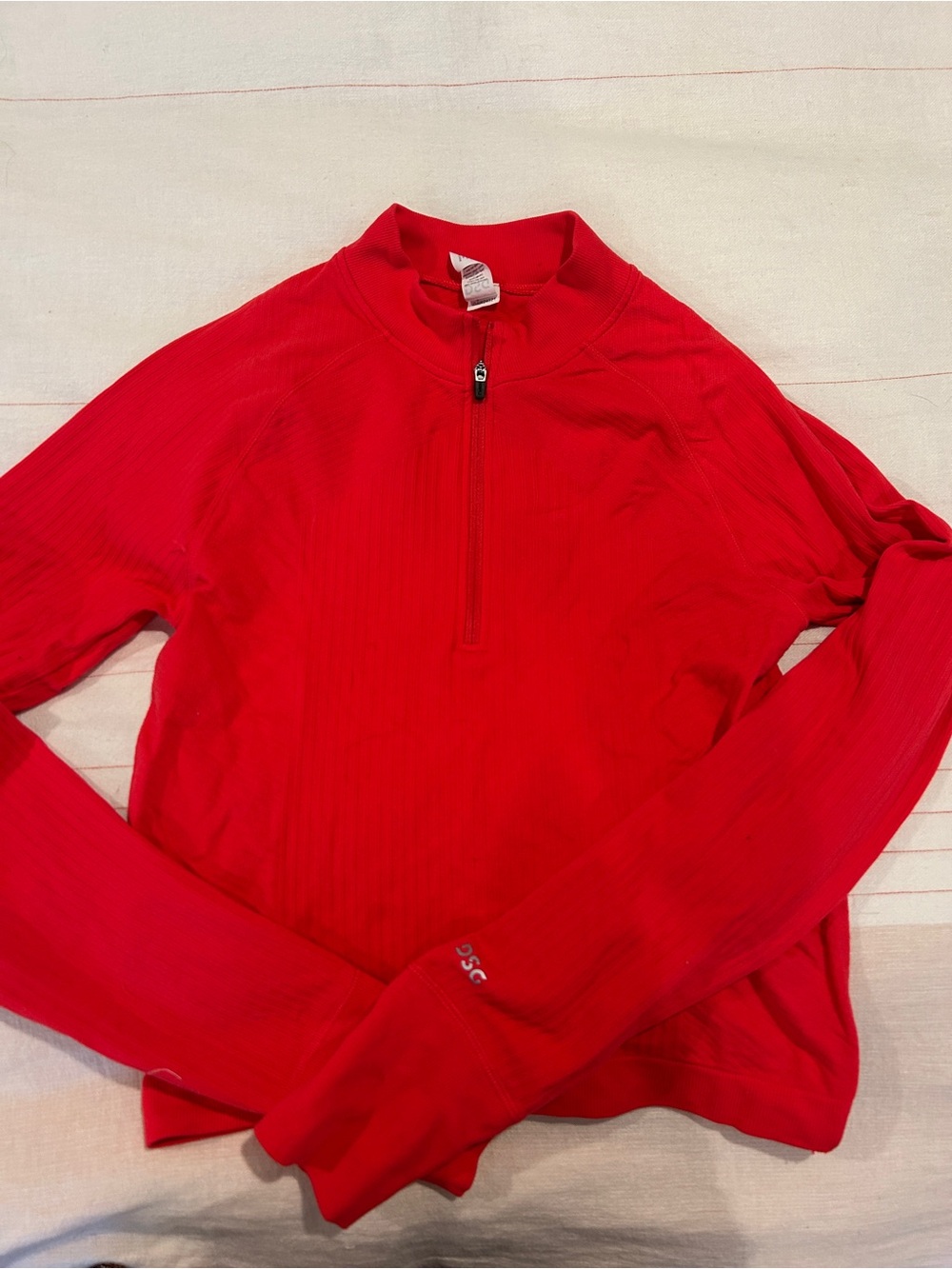DSG Red Ribbed Half-Zip Top